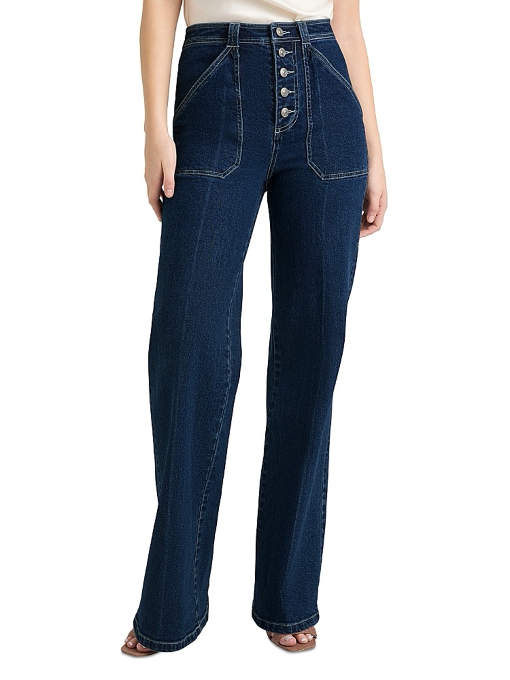 cinq a sept Dark Blue High-Rise Benji Straight Leg Jeans
